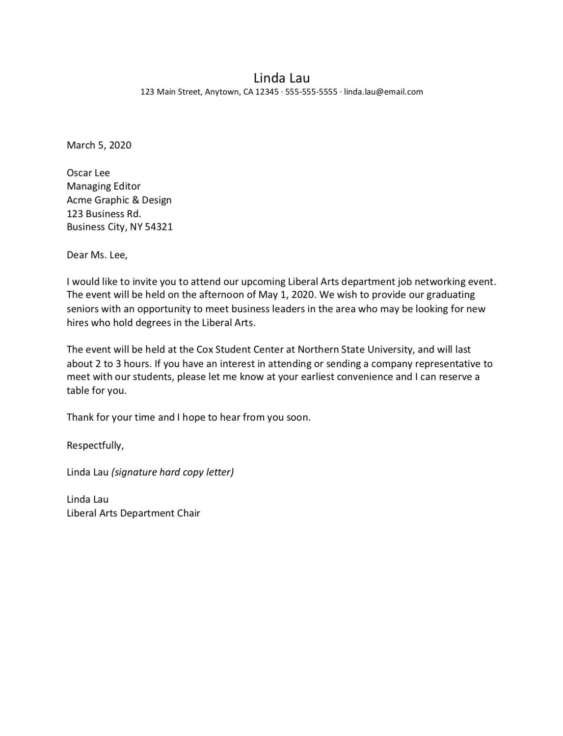 Business Letter Format With Examples