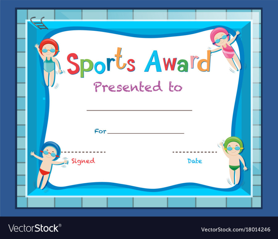 Certificate template with kids swimming Royalty Free Vector