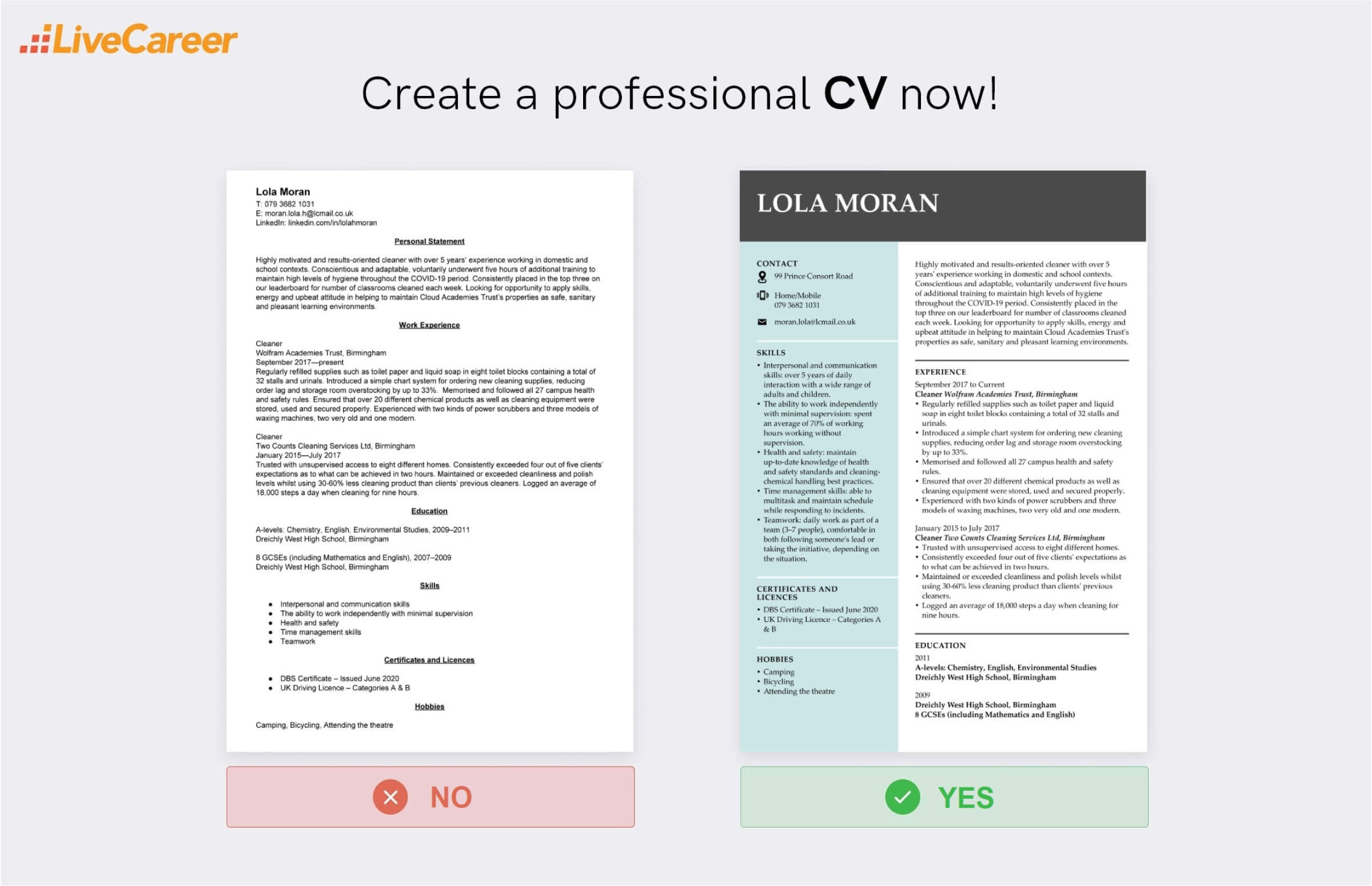 cleaner cv example template and key skills tips