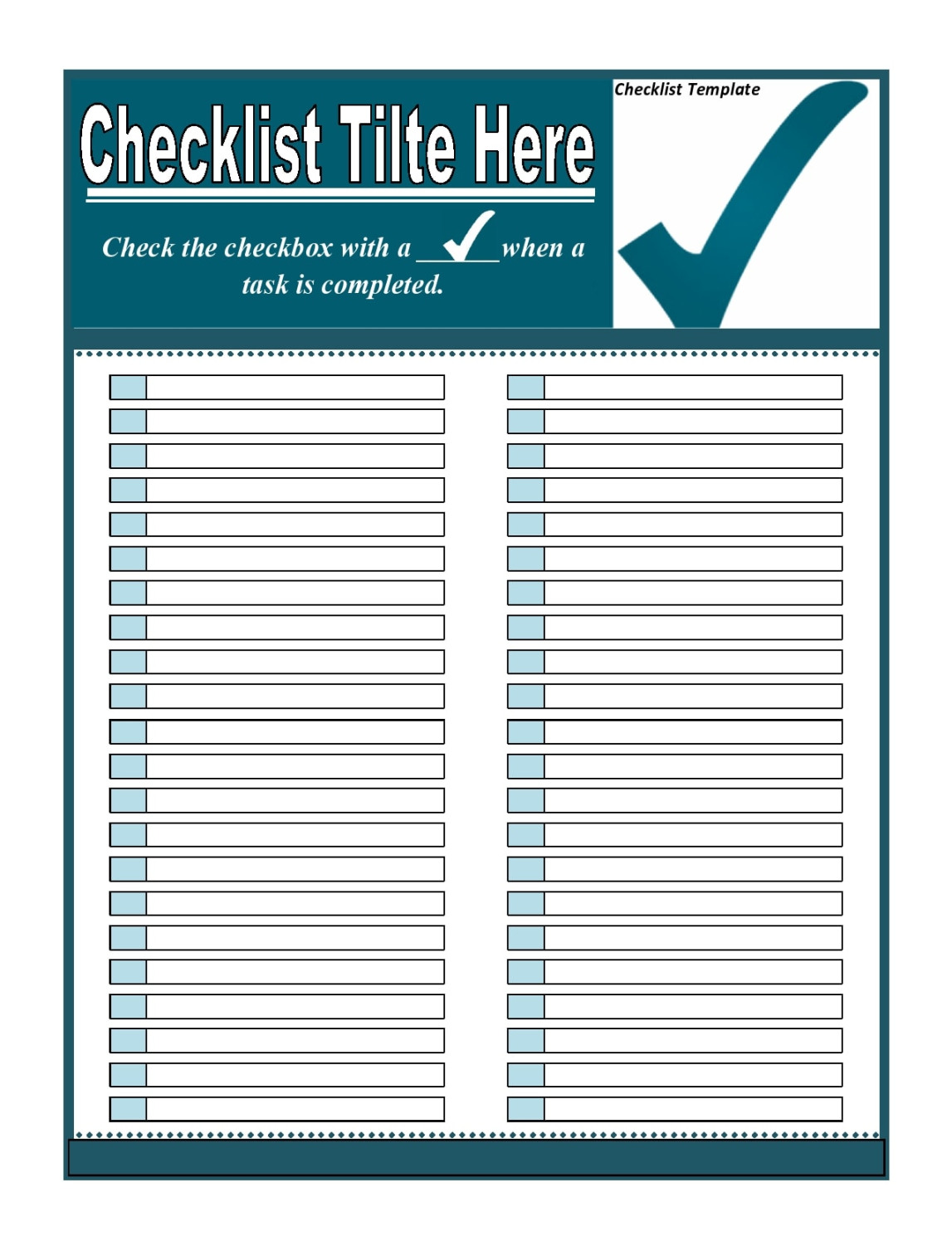 Free Checklist Templates (Word, Excel) - PrintableTemplates