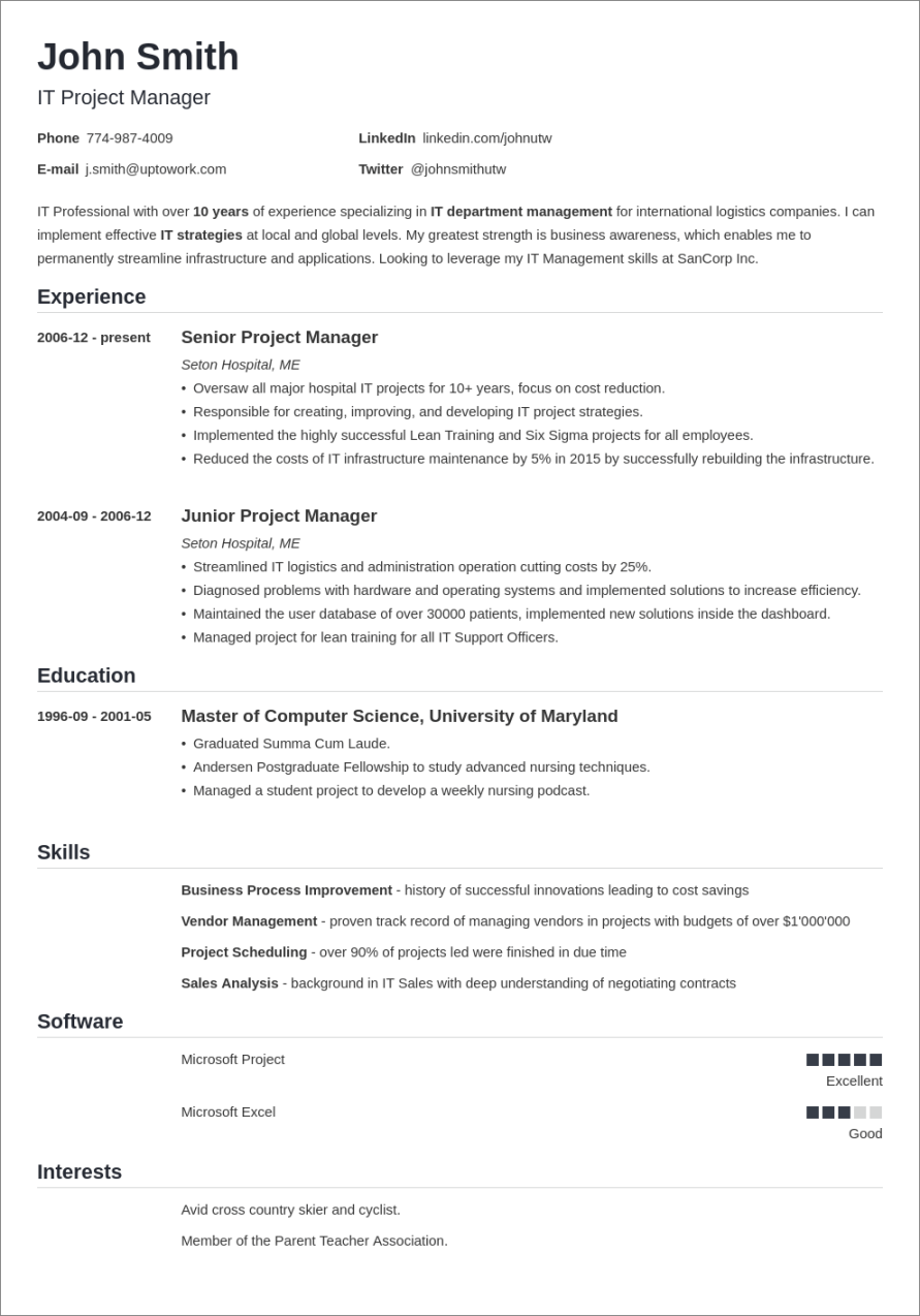 free cv templates for microsoft word to download 2