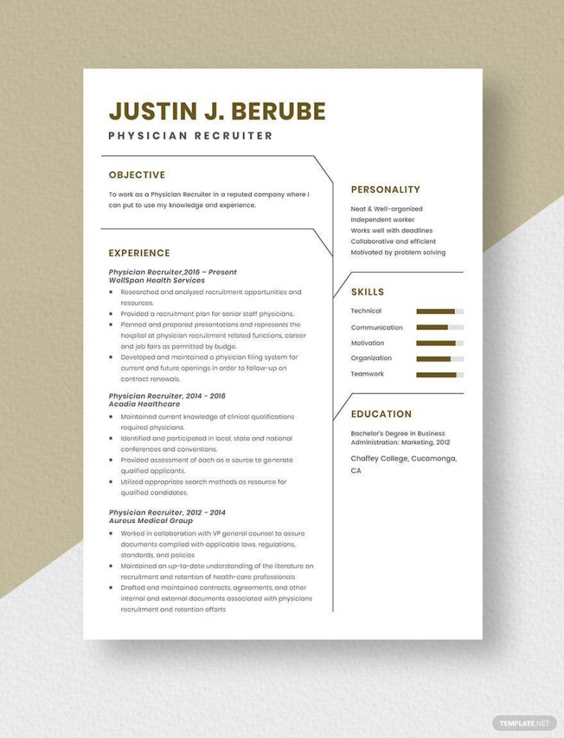Free Physician Recruiter Resume - Download in Word, Apple Pages