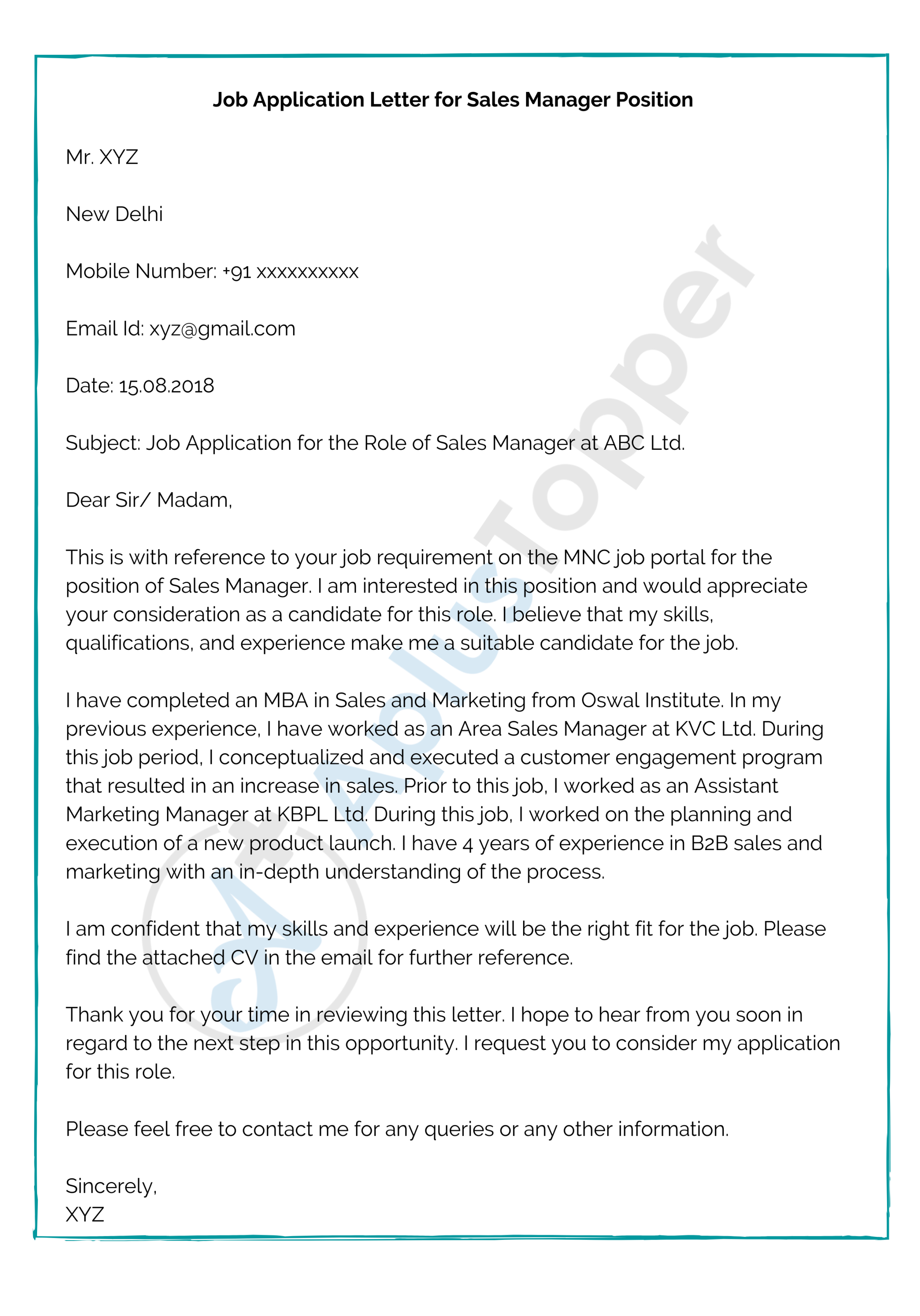 Job Application Letter  Format, Samples, How To Write A Job