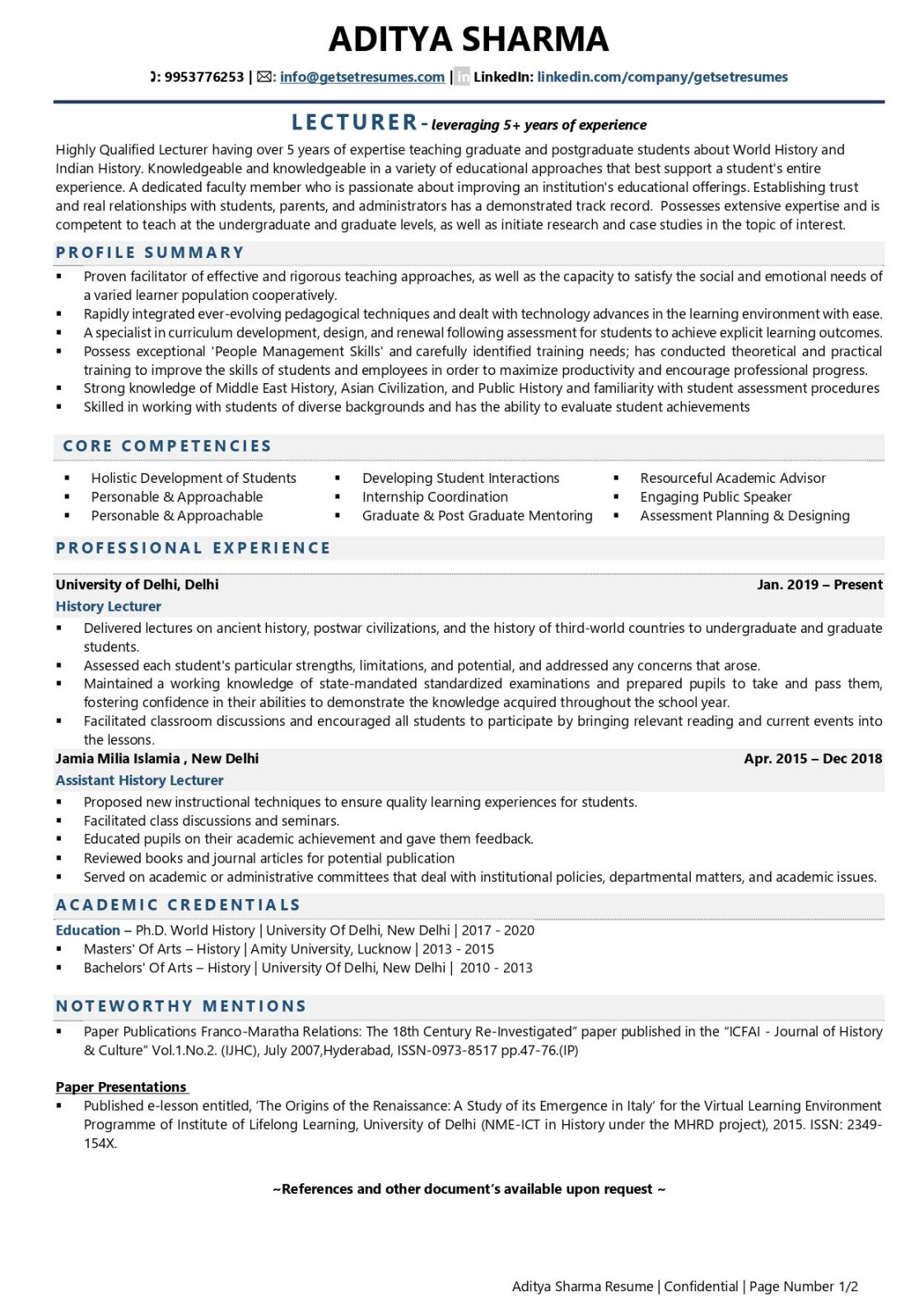 Lecturer Resume Examples & Template (with job winning tips)