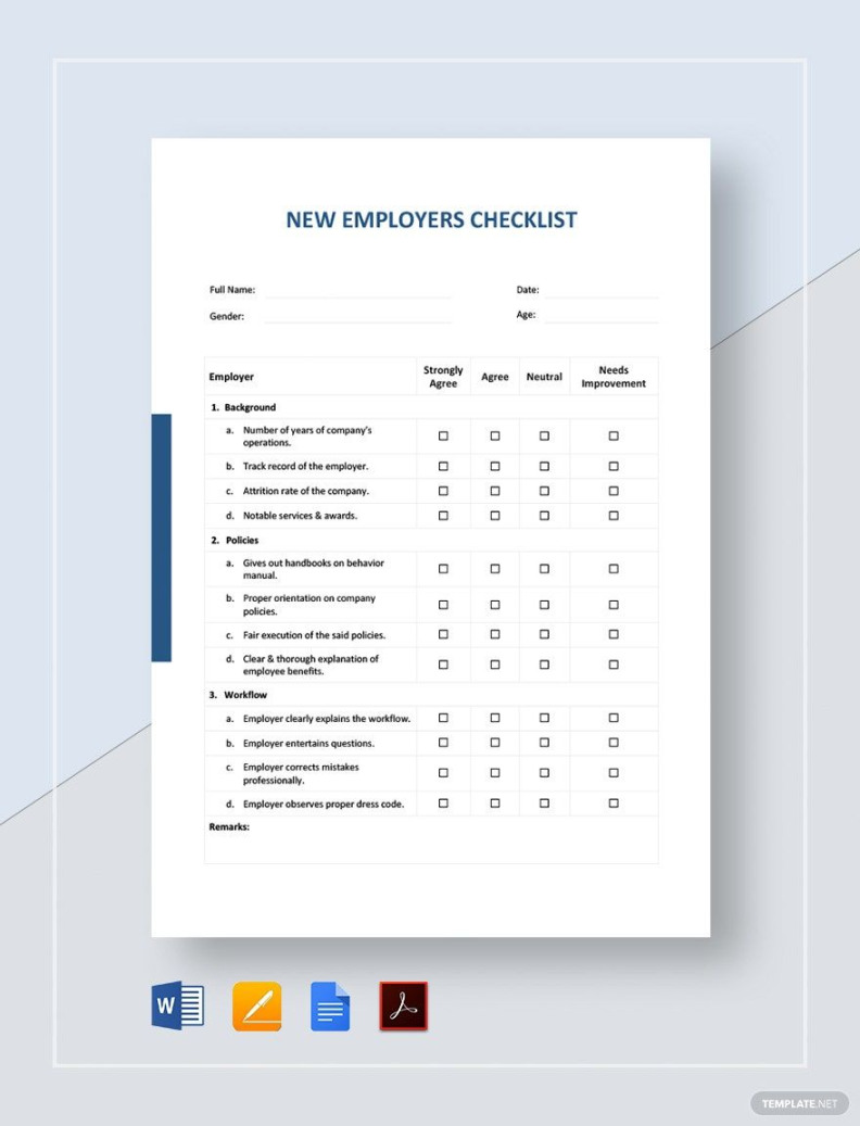 new employers checklist template download in word google docs