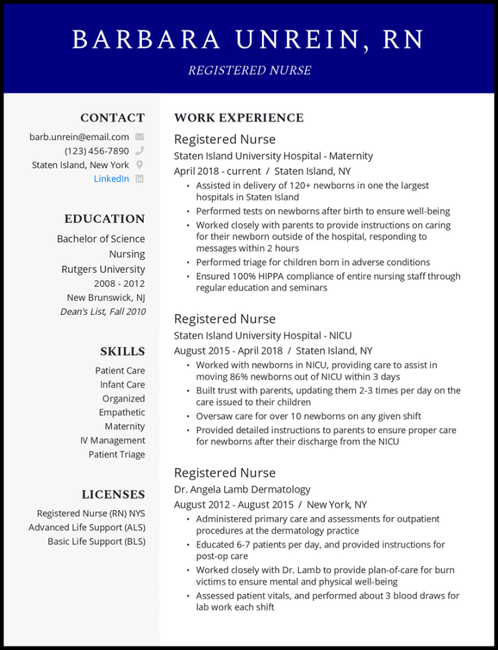 Nursing Resume Examples That Worked in