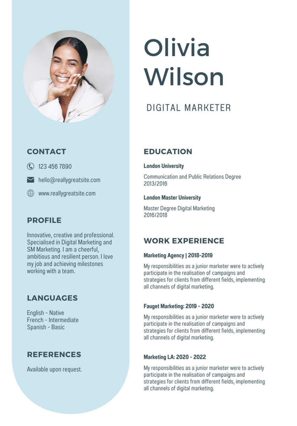 Page  - Free professional simple resume templates to customize