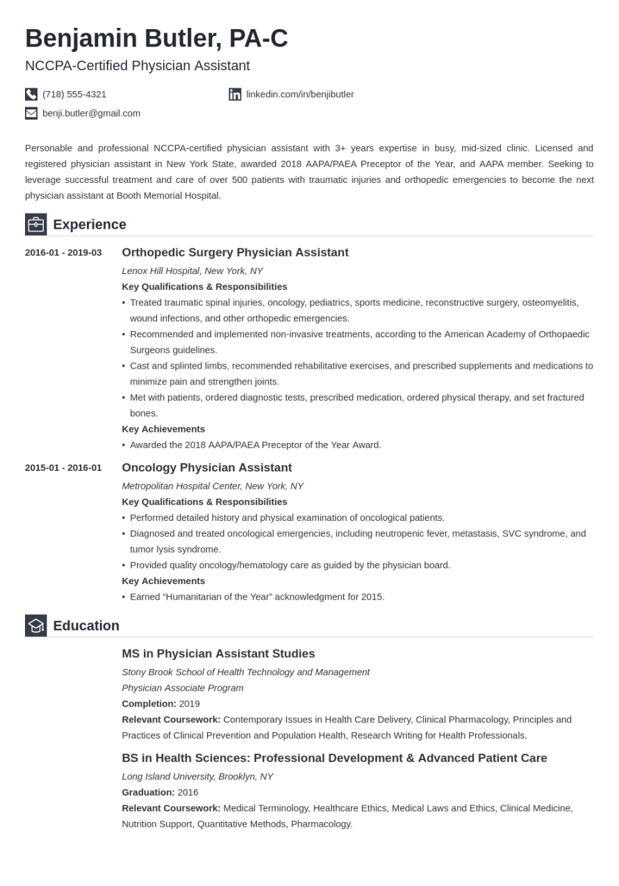 physician assistant resume examples amp templates for pa