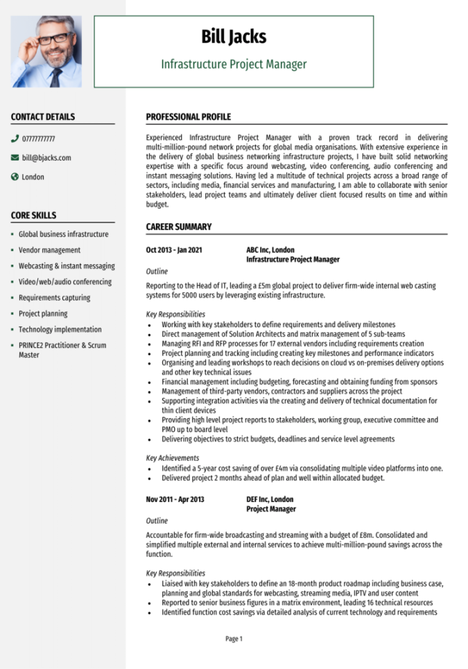 Project Manager CV examples  + Guide [Land a top job]