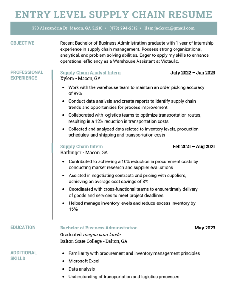 Supply Chain Resume Samples [Free Download]
