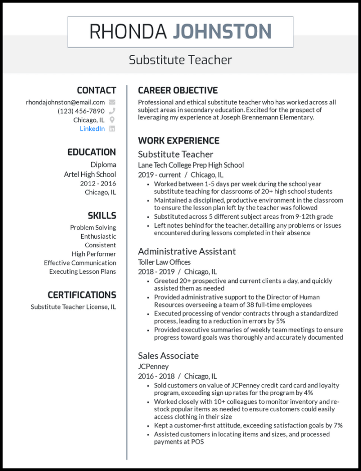 Teacher Resume Examples That Worked in