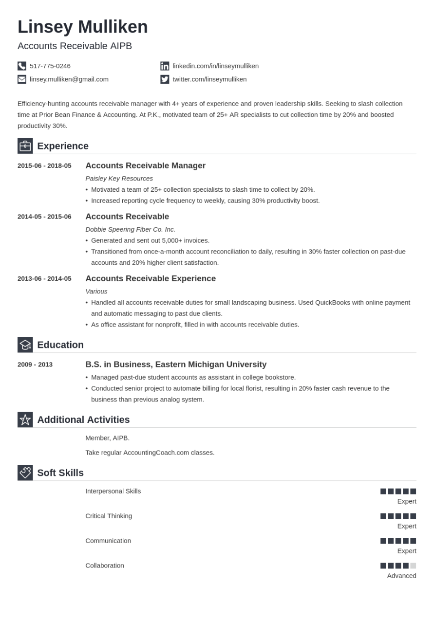 Accounts Receivable Resume Samples [+ AR Examples]
