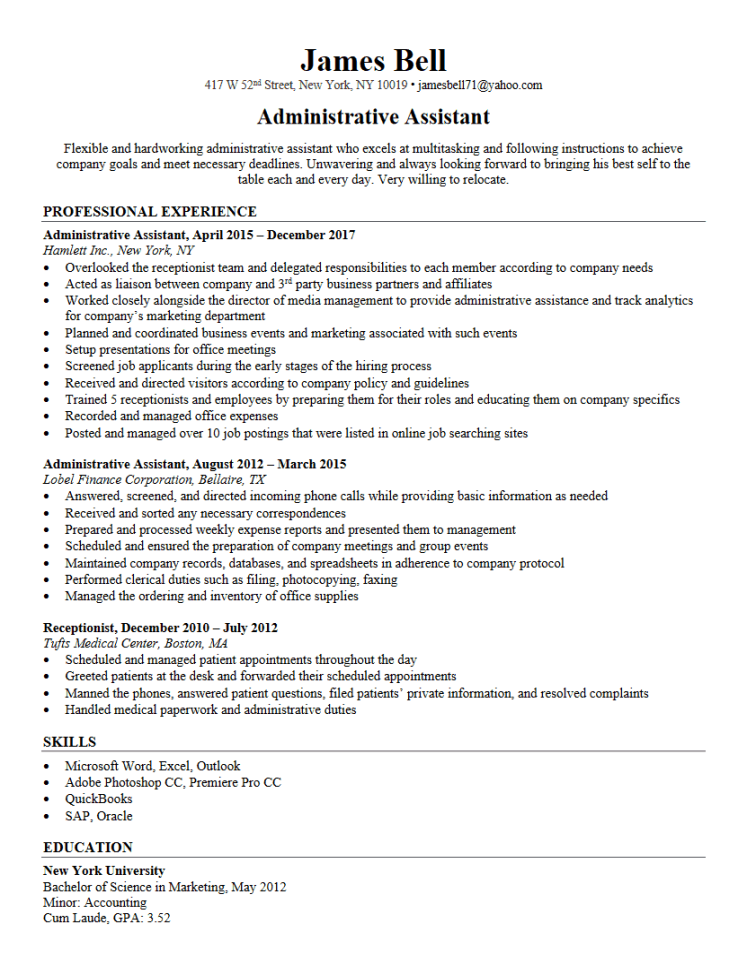 Administrative Assistant Resume - Resume Writing Services