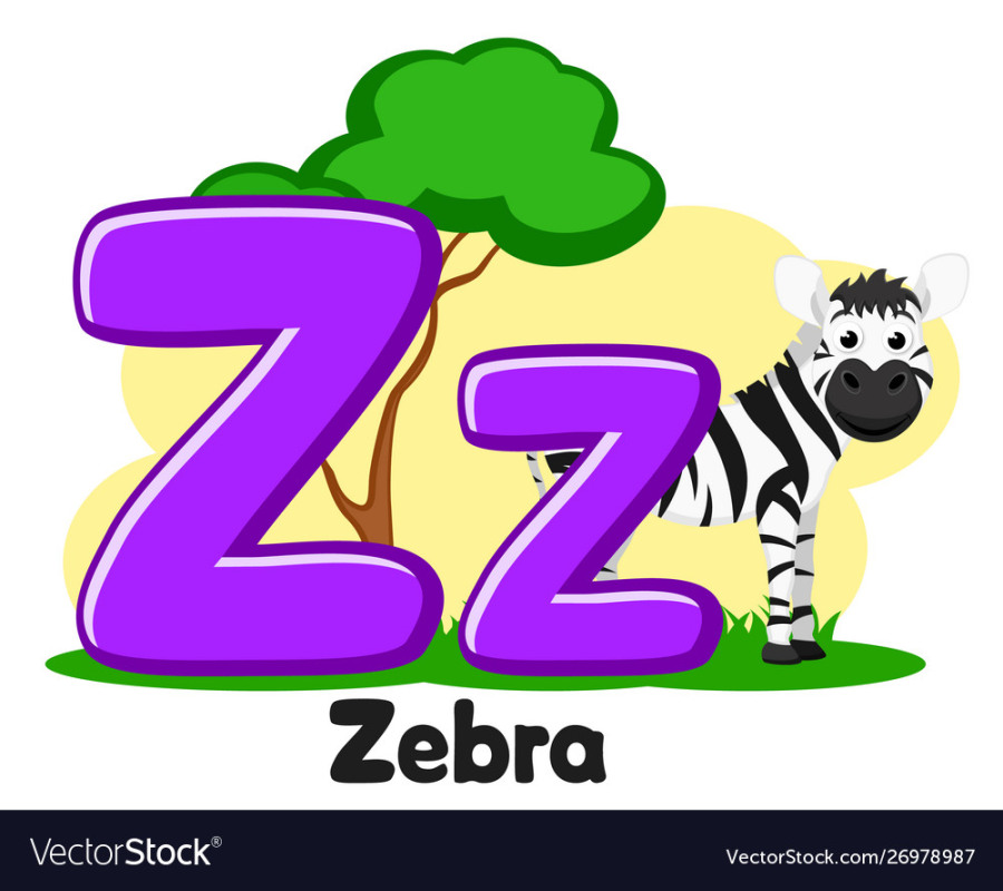 Alphabet zebra horse letter zz on a white Vector Image
