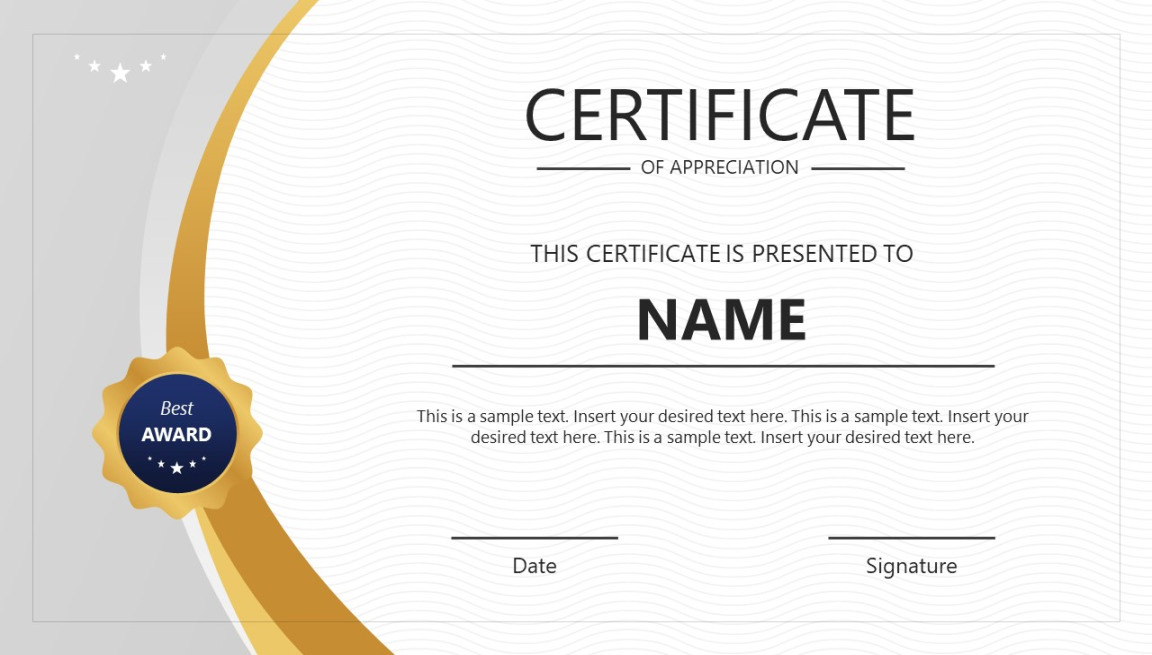 Award Certificate Template for PowerPoint