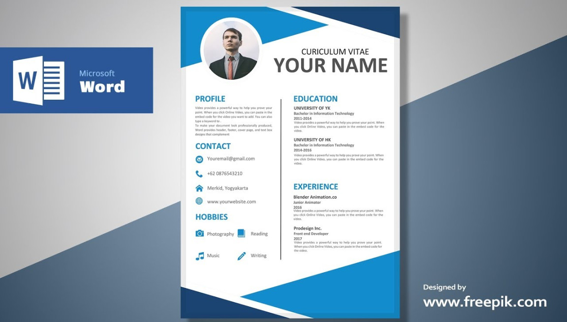Awesome Blue Resume Design Tutorial in Microsoft Word (Silent Version)  CV  Designing