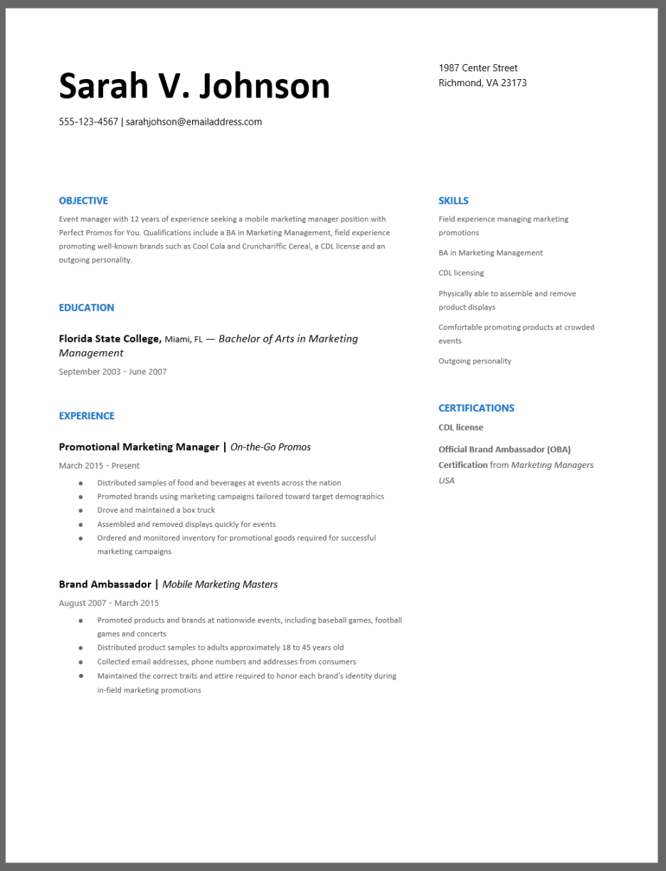 Basic Resume Examples and Templates for  - ResumeBuilder