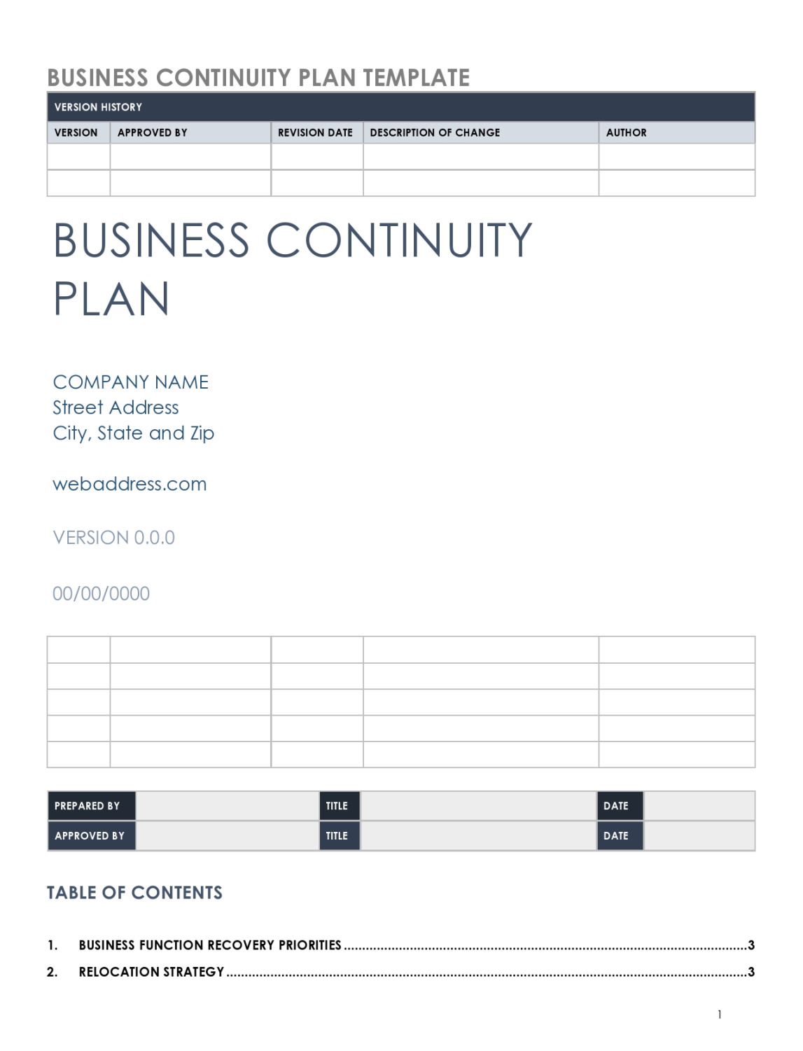 best business continuity plan templates word amp pdf