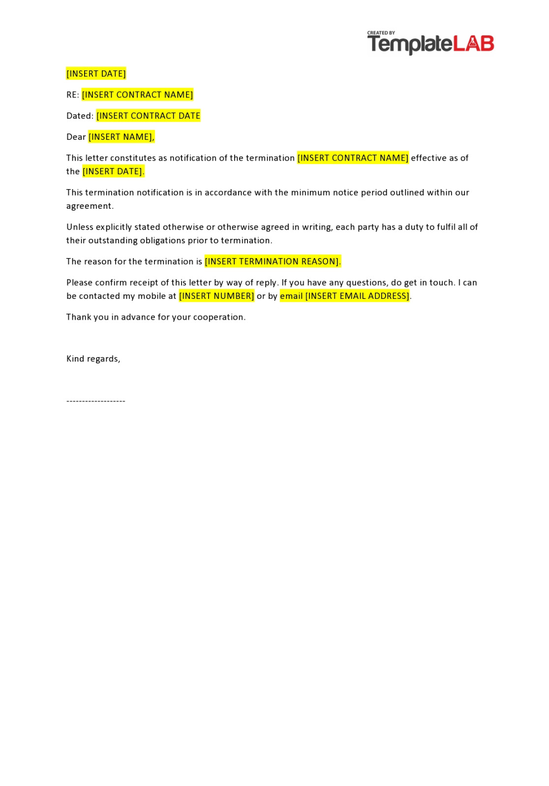 Best Contract Termination Letter Samples [+Templates] ᐅ