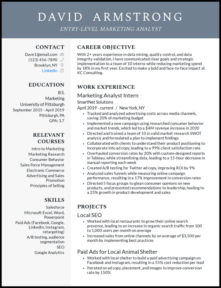 Best Marketing Resume Examples for