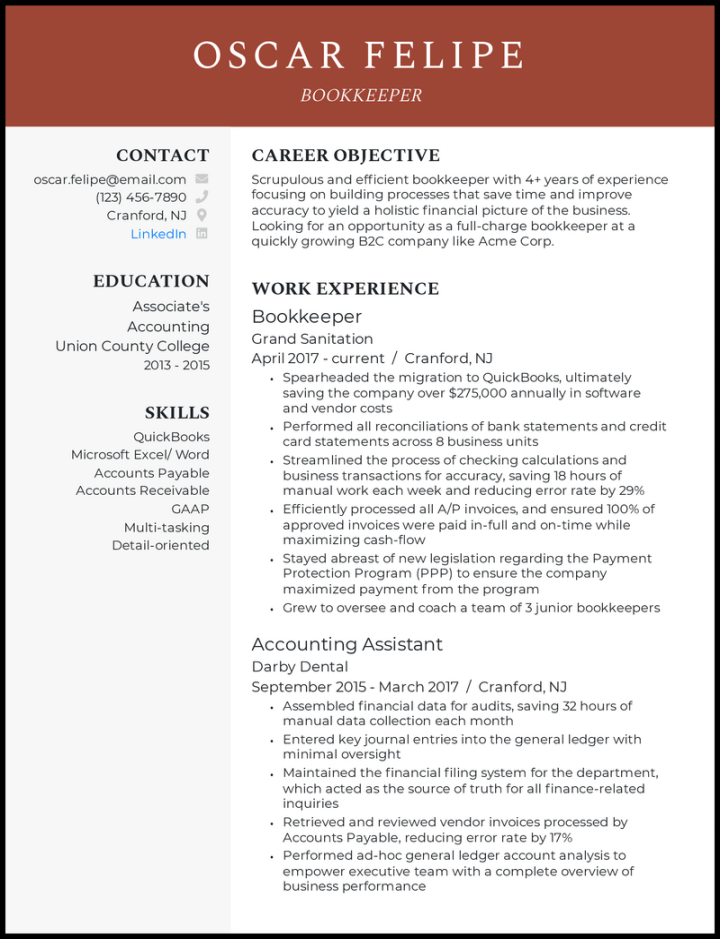 Bookkeeper Resume Samples That Worked in