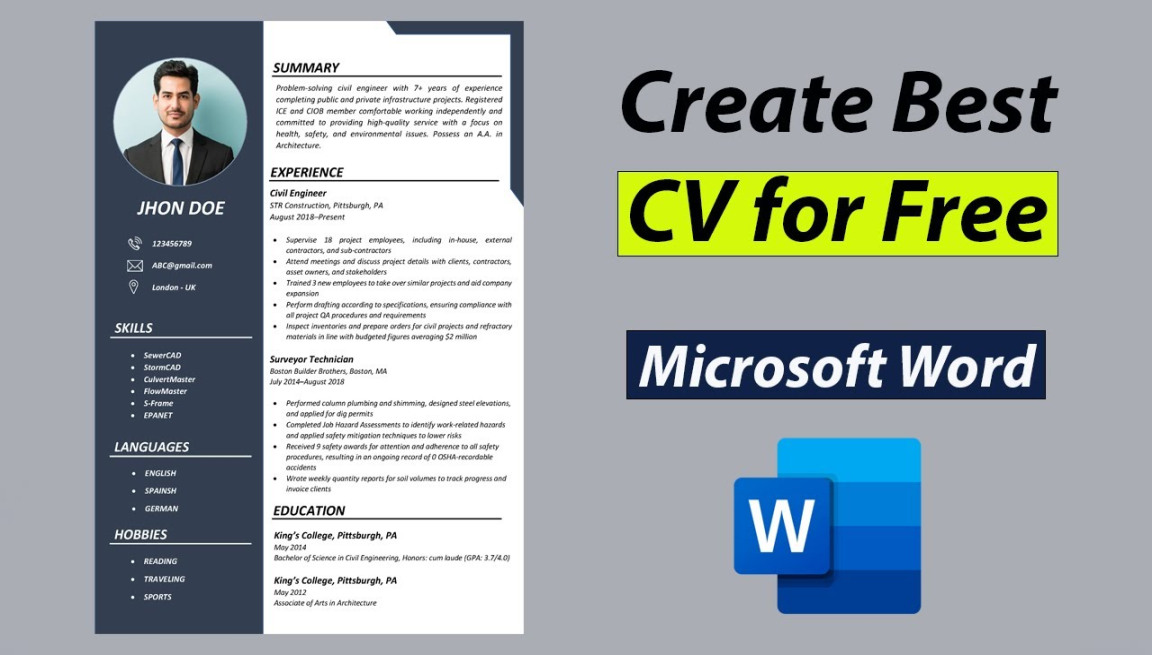 create best cv for free in ms word best cv format