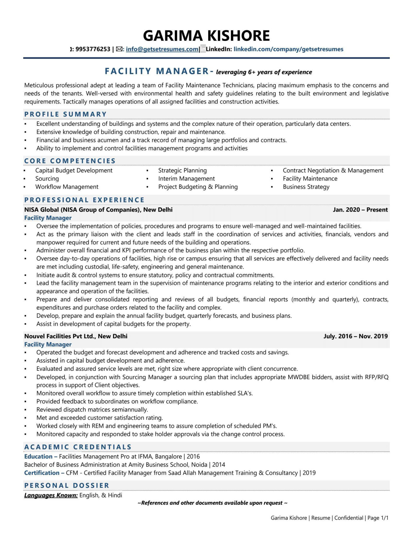 Facility Manager Resume Examples & Template (with job winning tips)