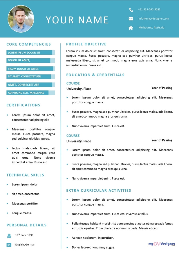 Free Resume templates, Resume sample download - My CV Designer