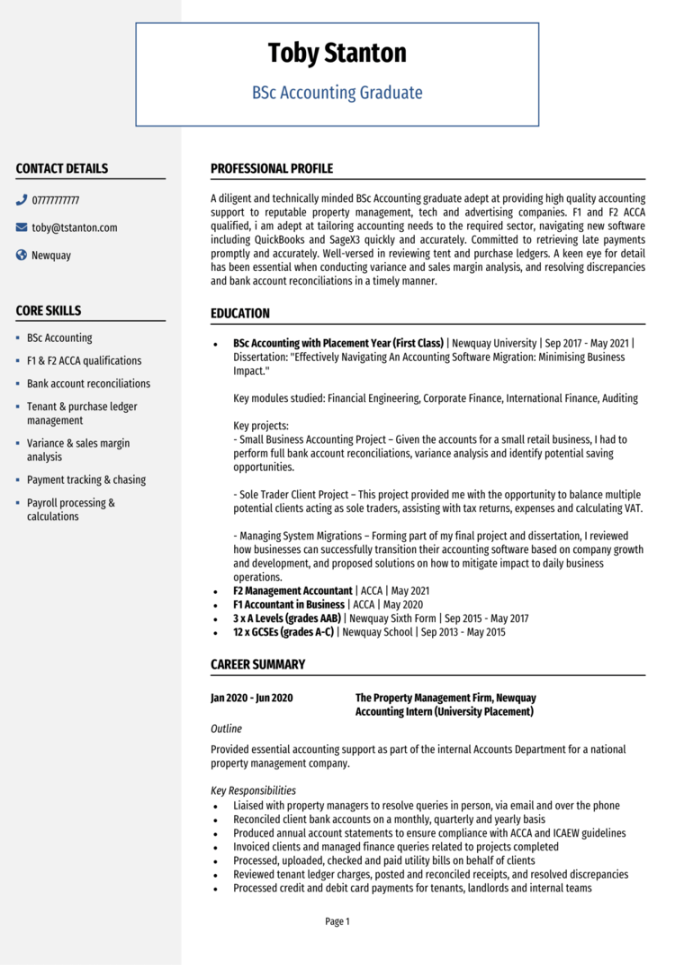 graduate CV examples + step-by-step guide [Get noticed]