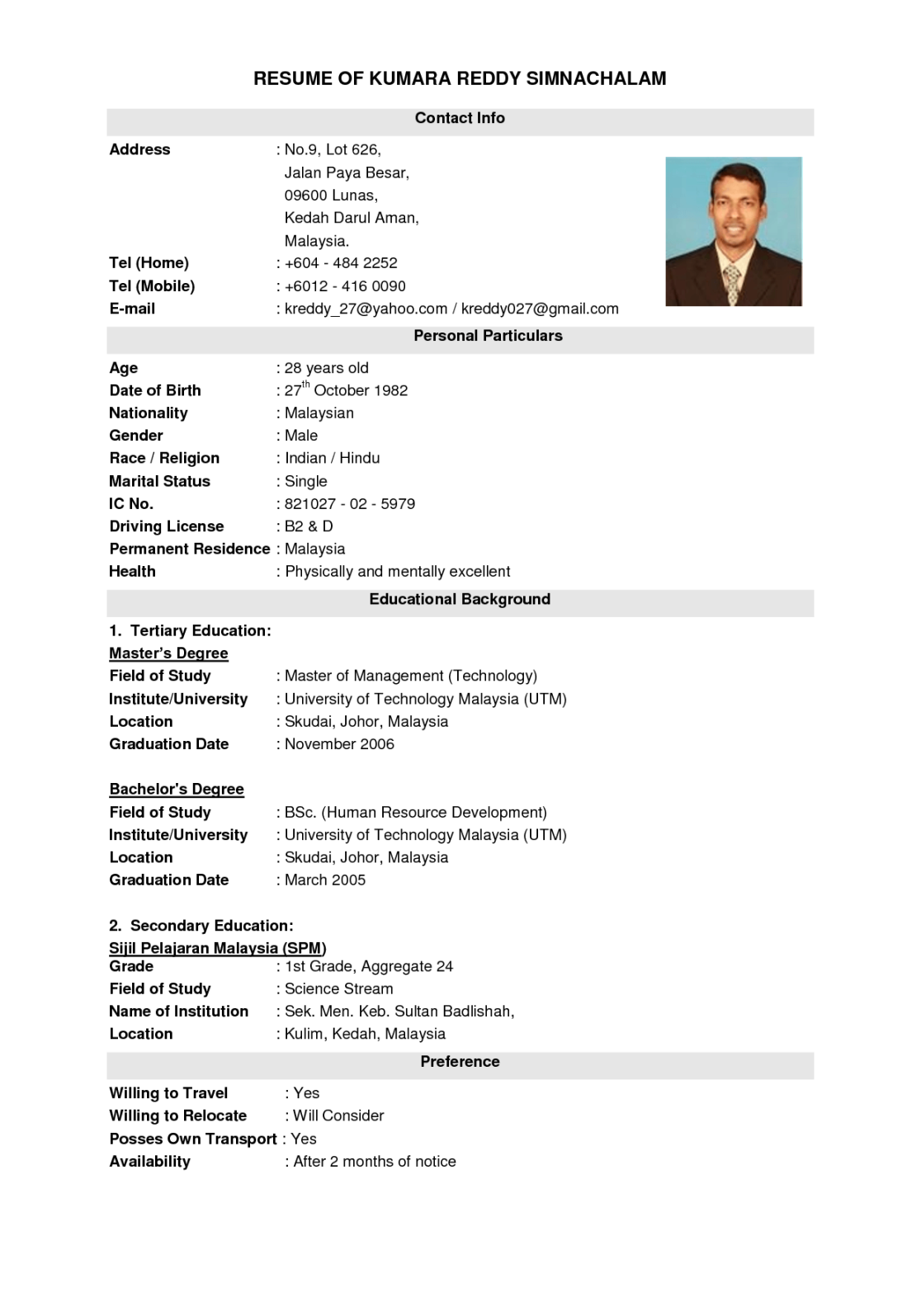 Image result for malaysian resume  Resume format download, Job