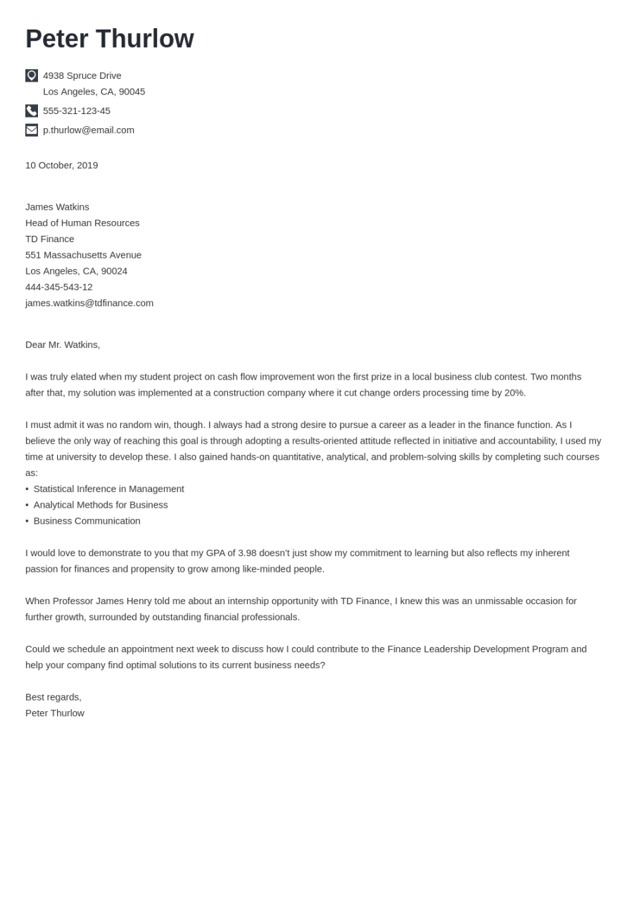 internship cover letter with examples amp writing tips