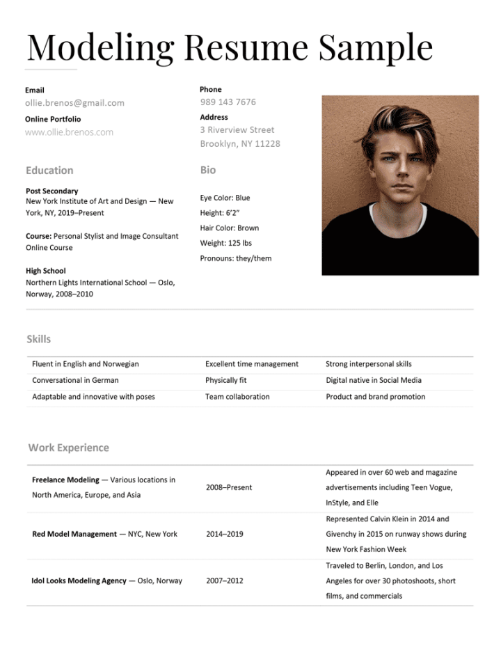 Model Resume [Sample for Download]  Resume Genius