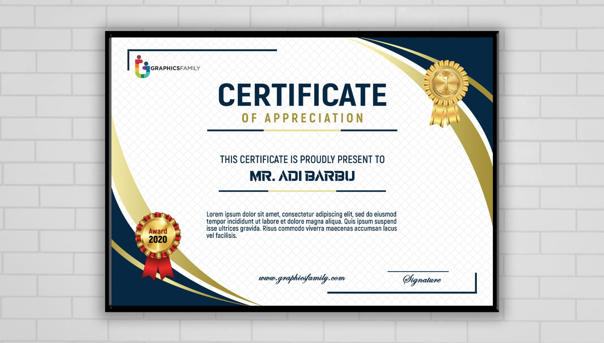 Modern Certificate Design Template Free psd – GraphicsFamily