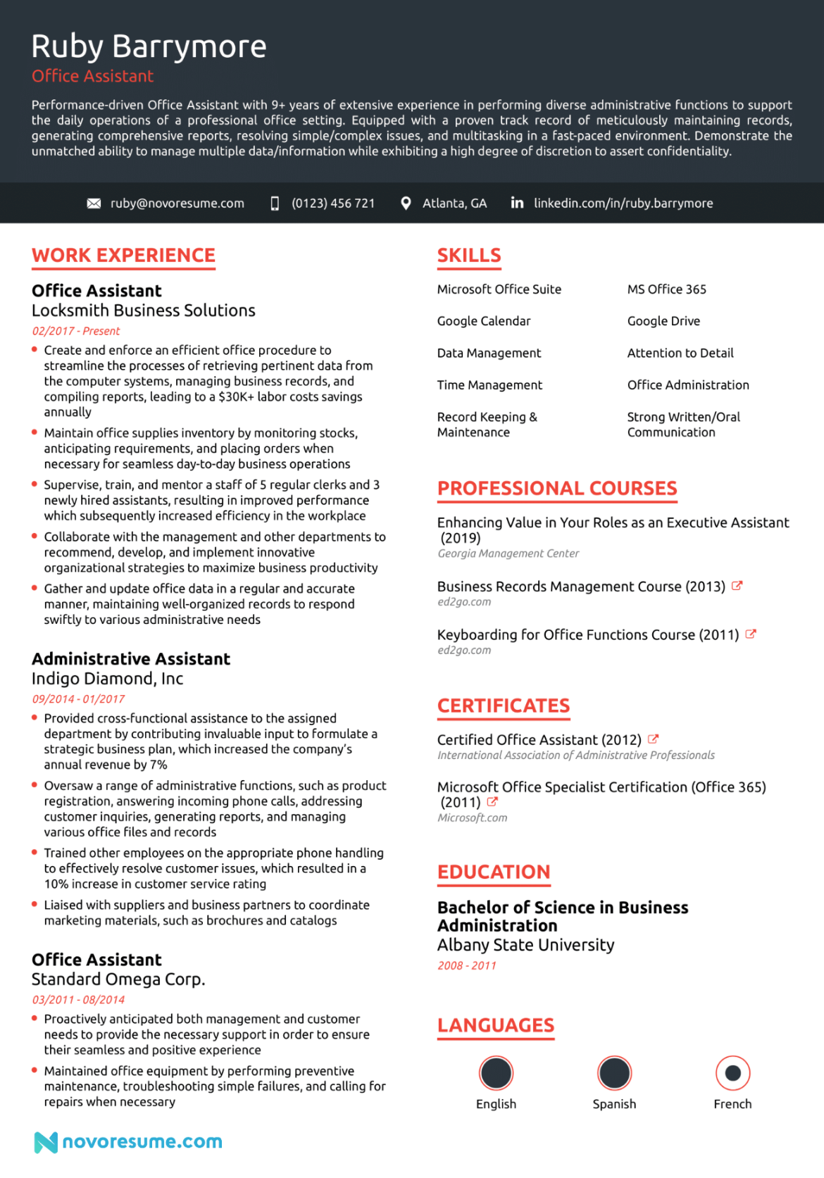 Office Assistant Resume Sample + How-to Guide for