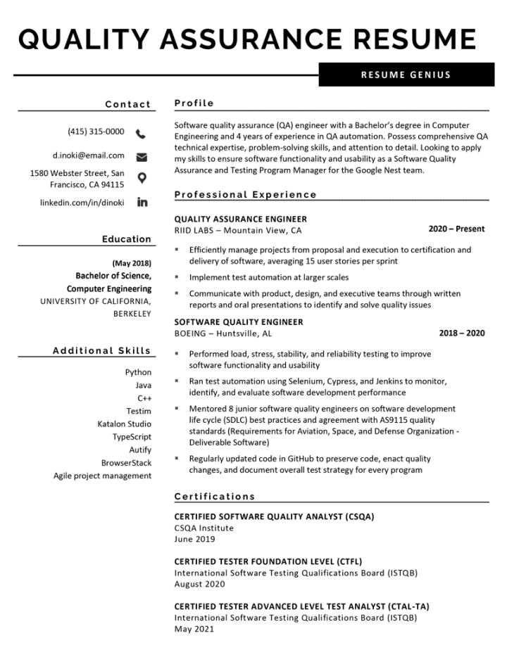 Quality Assurance Resume & Writing Tips - Resume Genius