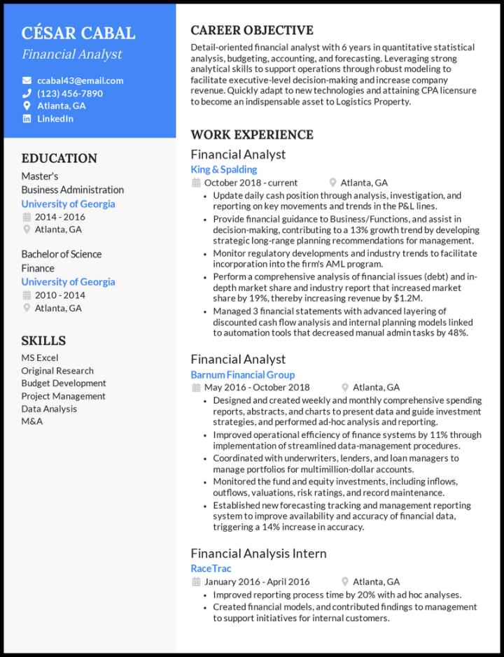 Real Financial Analyst Resume Examples That Worked in
