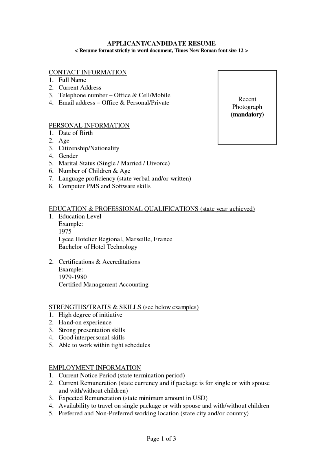 Resume Format Download In Ms Word  Free CV template for all