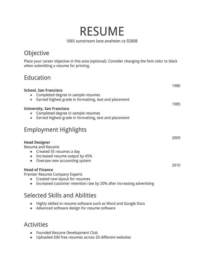 Résumé Templates You Can Download For Free  Job resume template