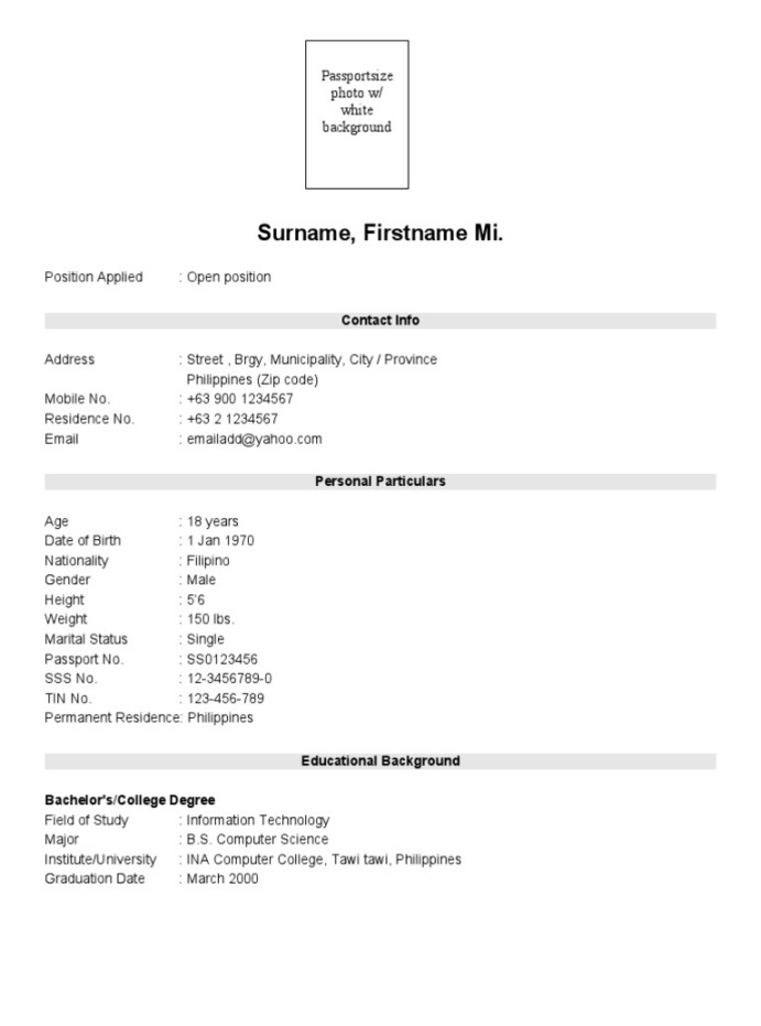 sample resume format download pdf microsoft windows