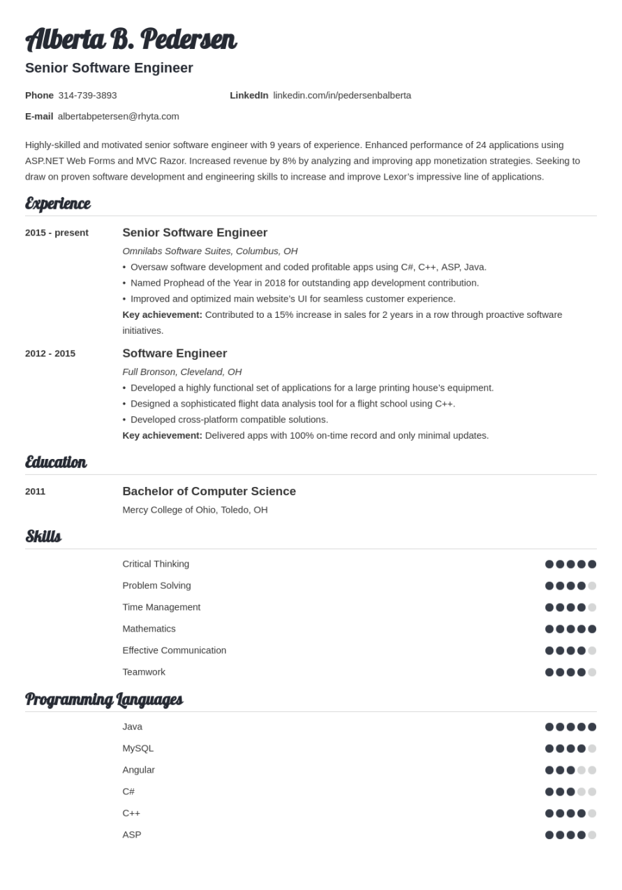 senior software engineer resume examples amp guide tips