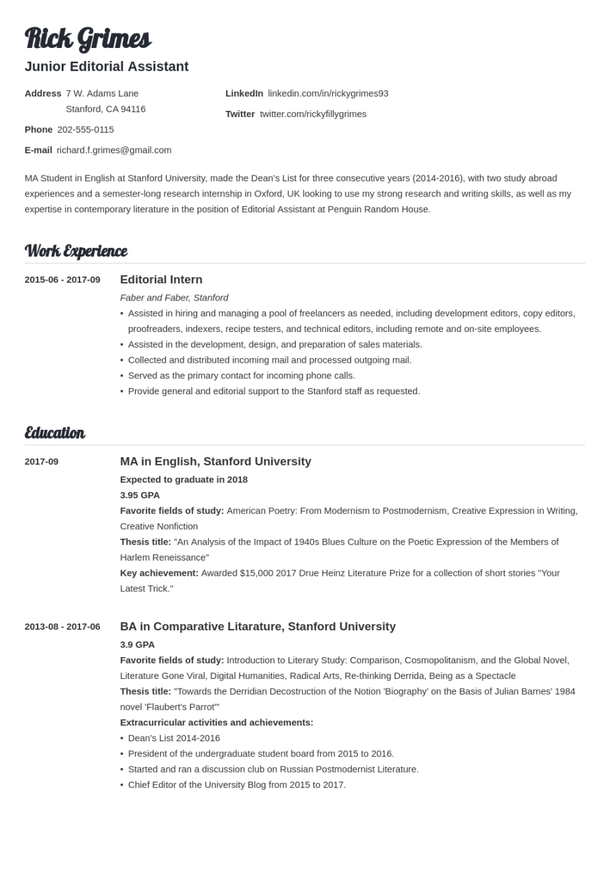 student resume examples amp templates for all students