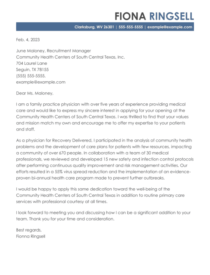 Top Physician Cover Letter Examples in
