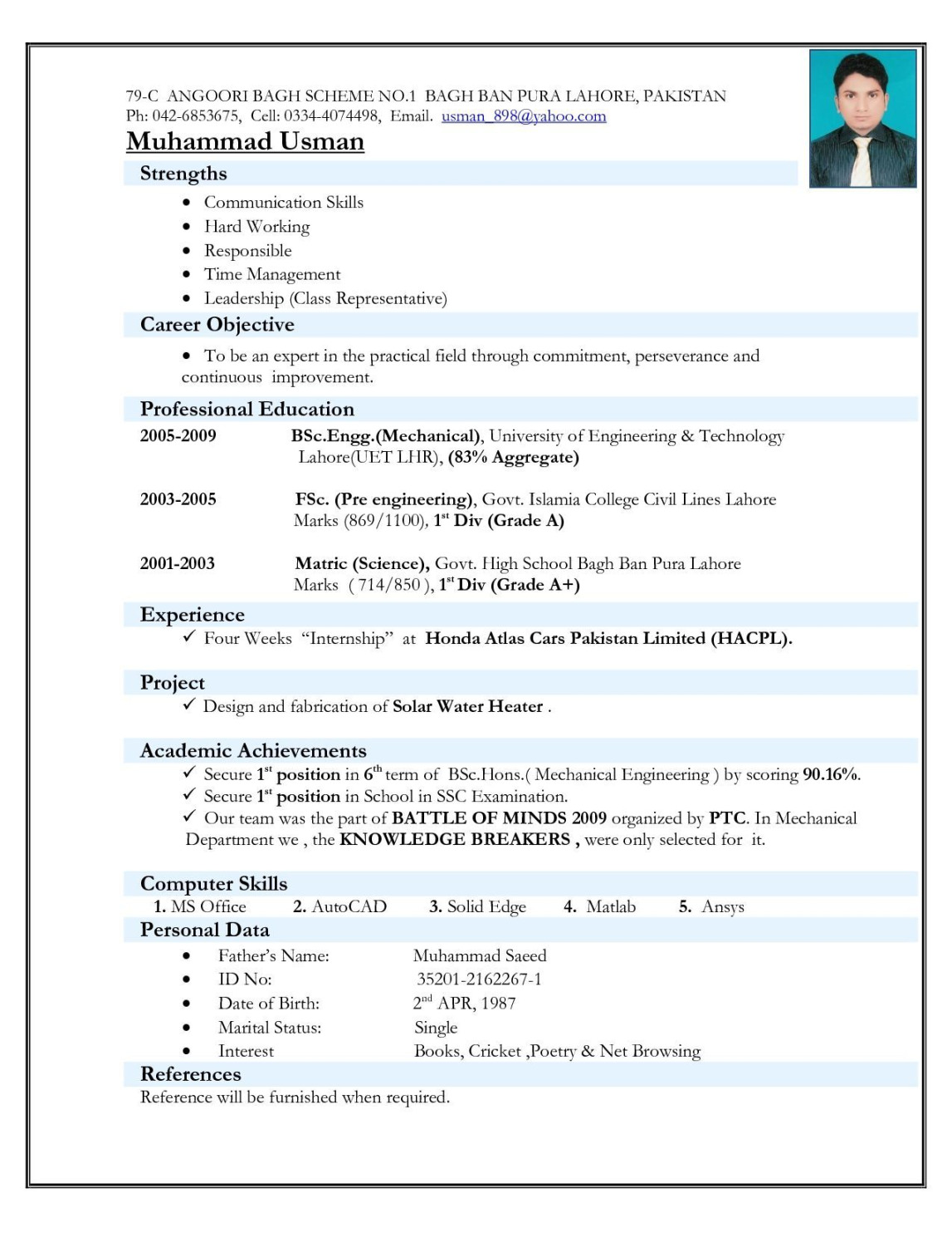 Top  Resume Formats For Freshers - Resume Format  Best resume