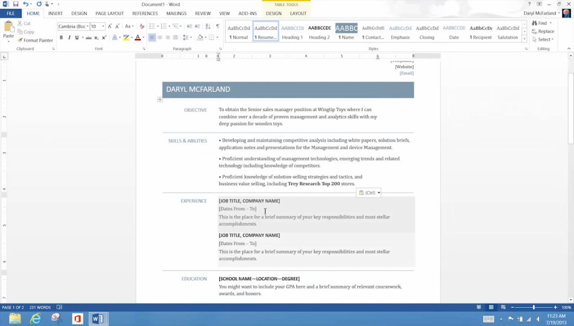 Video: Resumes in Word - Microsoft Support
