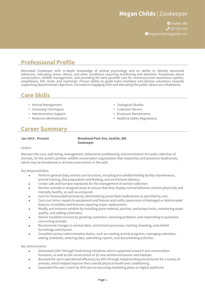 zookeeper resume example guide and template get hired